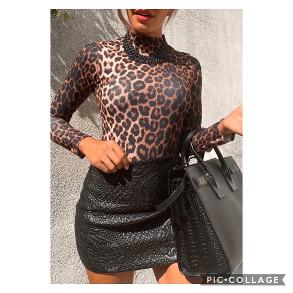 The Ivory Elephant Tops - LAST 1❤️Leopard Long Sleeve Bodysuit